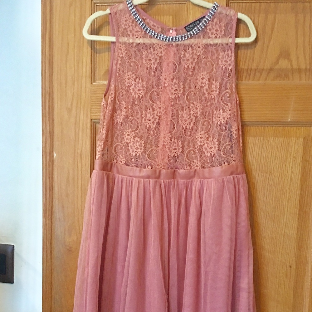 Forever 21 pink dress with rhinestone collar